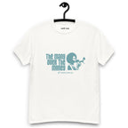 White Unisex classic tee - teal print on front