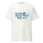 White Unisex classic tee - teal print on front